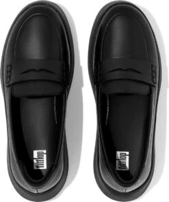 FitFlop F-Mode Leather Flatform Penny Loafers ZWART - Maat 39 -Skechers Verkoopwinkel 1008x1200