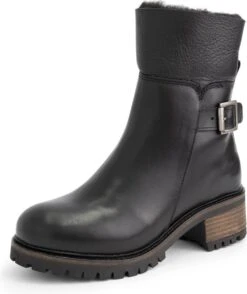 Mysa Dahlia Dames Leren Enkellaarzen - Gevoerde Boots - Zwart Leer - Maat 38 -Skechers Verkoopwinkel 1009x1200