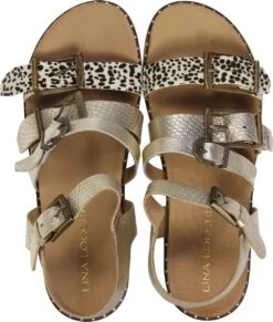 Lina Locchi Sandalen Dames / Slippers - Leer - Dierenprint - L1071 - Goud - Maat 41 -Skechers Verkoopwinkel 1020x1200
