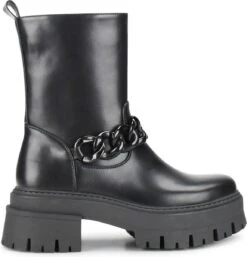 POSH By Poelman LINA Dames Enkel Laarzen Met Ketting - Zwart- Maat 39