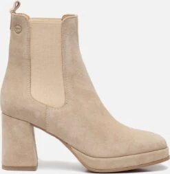 Tamaris Enkellaarsjes Beige Leer - Dames - Maat 40