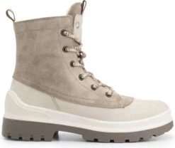Travelin' Leval Dames Winterboots - Waterresistent Membraan - Wol Gevoergd - Zand Beige Leer - Maat 38