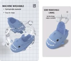 Geweo Home Sloffen Dames Heren - Haai Pantoffels - Antislip Pluche Warme Fleece Open Sloffen - Comfortabel Traagschuim - Blauw - Maat 4041 -Skechers Verkoopwinkel 1200x1023 3