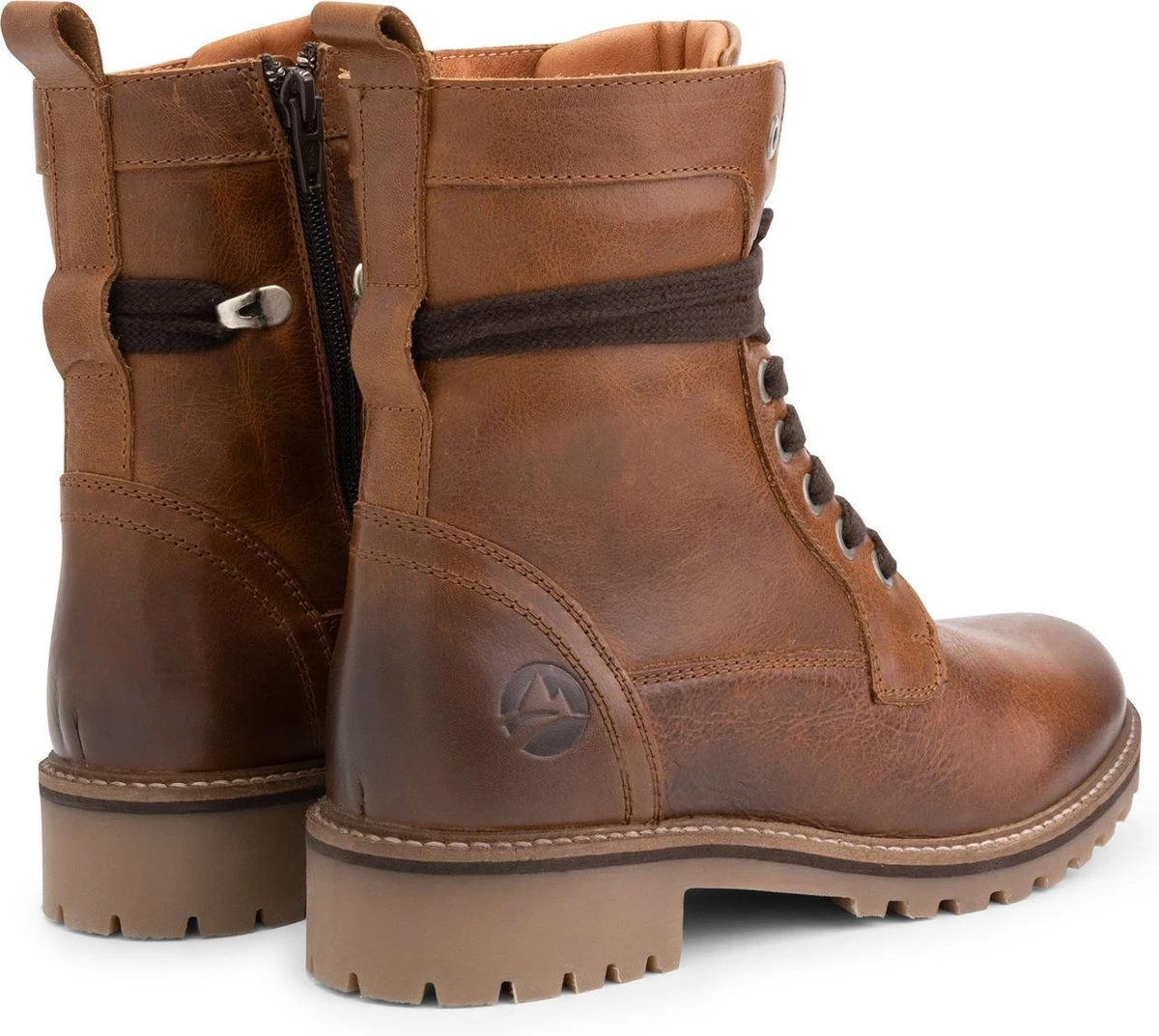 Travelin' Kvinlog Dames - Leren Veterschoenen - Wol Gevoerde Boots - Cognac Leer - Maat 39 2 Travelin' Kvinlog Dames - Leren Veterschoenen - Wol Gevoerde Boots - Cognac Leer - Maat 39 - Afbeelding 2