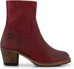 Travelin' Bordeaux Suede - Leren Enkellaarsjes Met Hak - Rood Leer - Maat 36