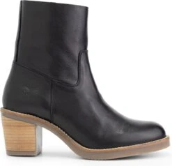 Travelin' Morlaix Dames Leren Enkellaarzen Met Hak - Nette Schoenen Vrouwen - Zwart Leer - Maat 39