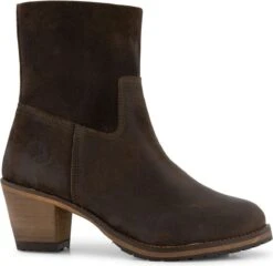 Travelin' Bordeaux Suede - Leren Enkellaarsjes Met Hak - Donker Groen Leer - Maat 39