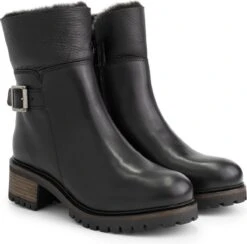Mysa Dahlia Dames Leren Enkellaarzen - Gevoerde Boots - Zwart Leer - Maat 38 -Skechers Verkoopwinkel 1200x1186