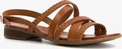 TwoDay Leren Dames Sandalen - Cognac - Maat 42