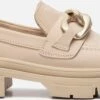 Tamaris - Loafers Dames - Instappers - Leer - Beige - Maat 39