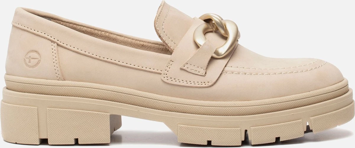 Tamaris - Loafers Dames - Instappers - Leer - Beige - Maat 39 1 Tamaris - Loafers Dames - Instappers - Leer - Beige - Maat 39