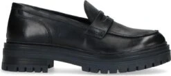 Manfield - Dames - Zwart Leren Loafers - Maat 40