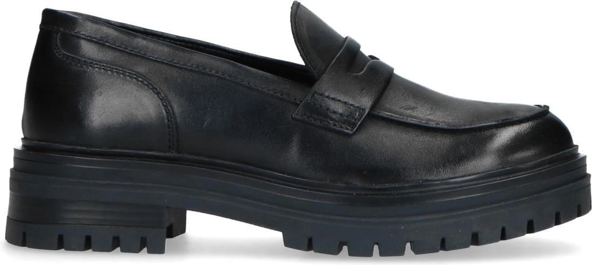 Manfield - Dames - Zwart Leren Loafers - Maat 40 1 Manfield - Dames - Zwart Leren Loafers - Maat 40