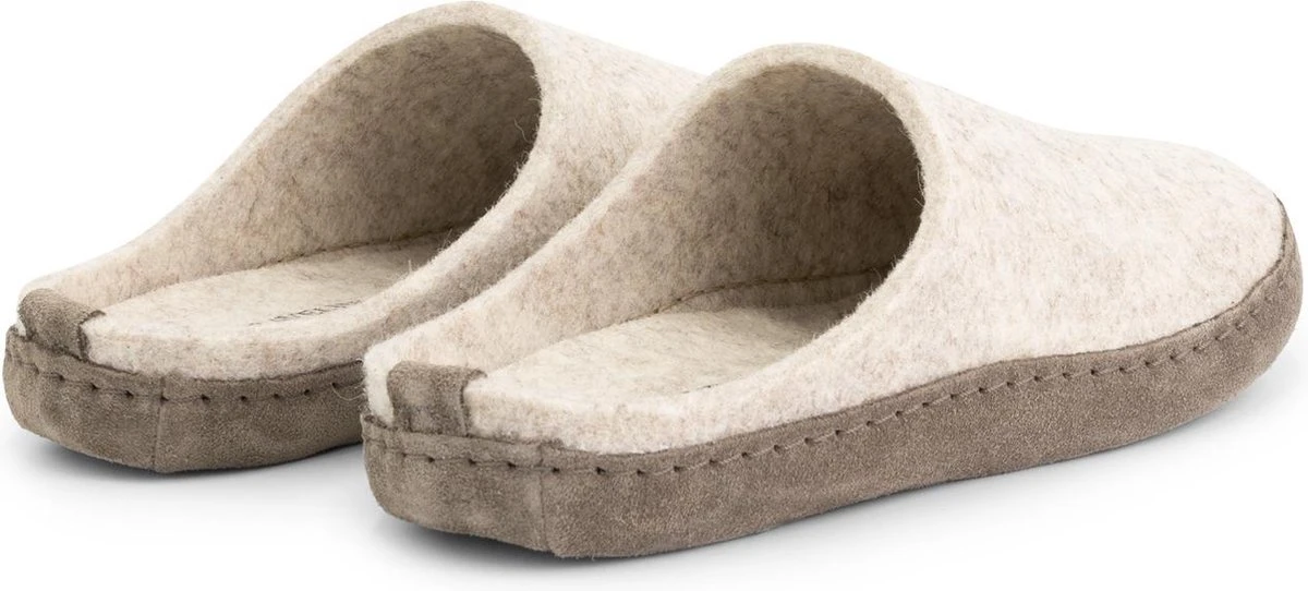 Travelin' Get-Home Dames Slip-On Sloffen - Wollen Pantoffels - Suede Zool - Zand Beige - Maat 39 4 Travelin' Get-Home Dames Slip-On Sloffen - Wollen Pantoffels - Suede Zool - Zand Beige - Maat 39 - Afbeelding 4