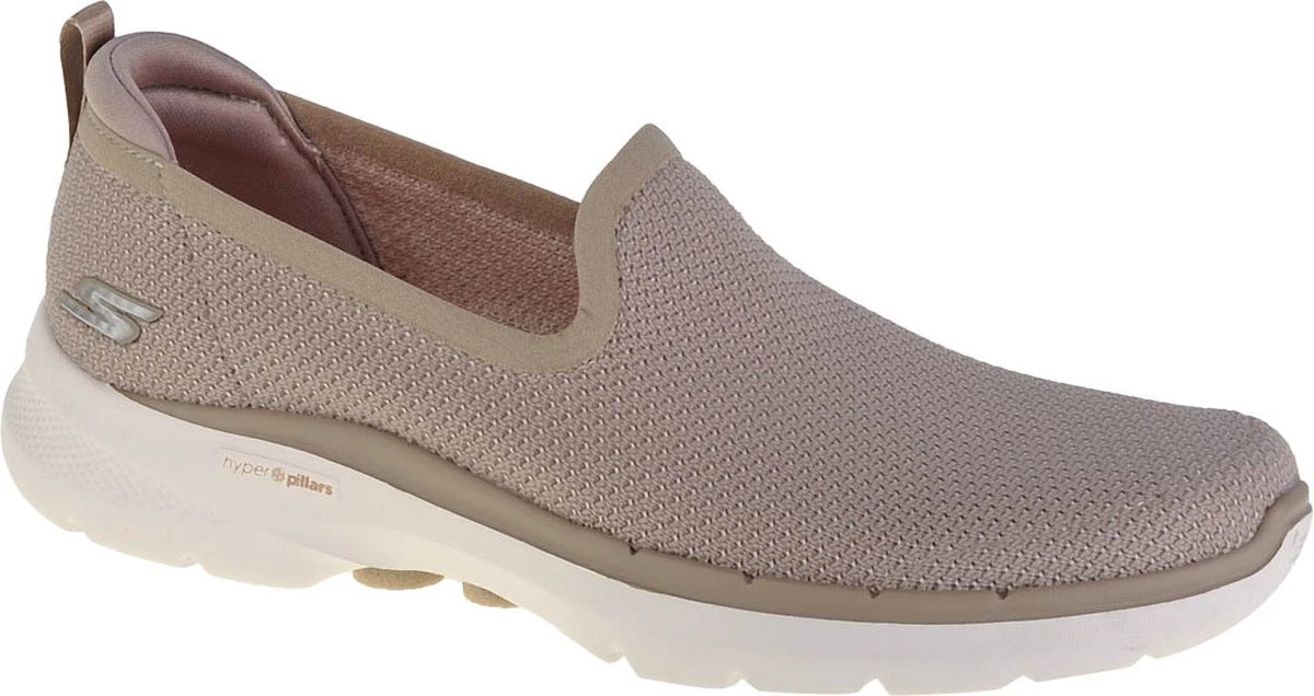 Skechers Go Walk 6 Dames Instapschoen - Beige - Maat 38 1 Skechers Go Walk 6 Dames Instapschoen - Beige - Maat 38