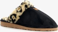 Thu!s Dames Pantoffels Met Luipaardprint - Zwart - Maat 38 - Sloffen