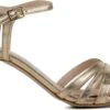Lina Locchi Sandalen Dames / Damesschoenen - Leer - Naaldhak Hoogte 7 Cm - L1252 - Goud - Maat 36