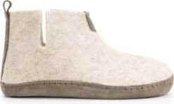 Travelin' Stay-Home Dames Hoge Sloffen - Wollen Pantoffels - Suede Zool - Zand Beige - Maat 39