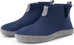Travelin' Stay-Home Dames Sloffen - Wollen Pantoffels - Suède Zool - Navy Blauw - Maat 39