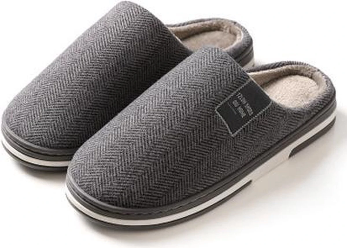 Visgraat Pantoffels - Maat 42/43 - Donkergrijs 1 Visgraat Pantoffels - Maat 42/43 - Donkergrijs