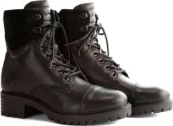 NoGRZ F.Furness Dames - Stoere Leren Enkellaars - Wol Gevoerd - Zwart - Maat 39