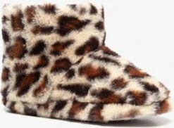 Thu!s Dames Sloffen Met Luipaardprint - Beige - Maat 41 - Pantoffels