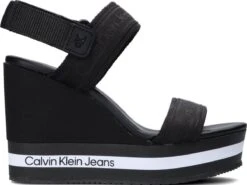 Calvin Klein Wedge Sandal Sling Sandalen - Met Sleehak - Dames - Zwart - Maat 39