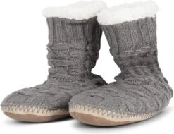 Merkloos Warme Winter Pantoffels - Warme Huis Laarzen - Gebreide Binnen Sloffen - Thuis Boots - Traagschuim - Anti- Slip - Maat 37 Tot 39 - Grijs