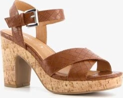 Blue Box Dames Sandalen Met Hak - Cognac - Maat 38