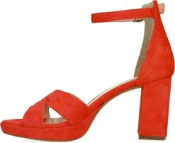 Manfield - Dames - Oranje Suède Sandalen Met Hak - Maat 39 -Skechers Verkoopwinkel 1200x979