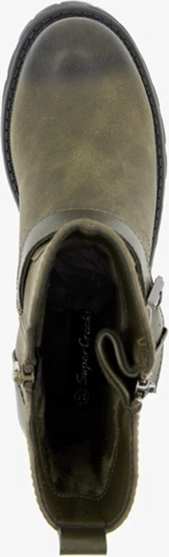 Supercracks Dames Biker Boots - Groen - Maat 40 -Skechers Verkoopwinkel 365x1200