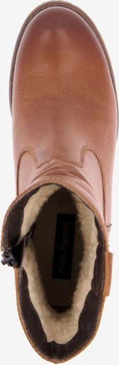 Hush Puppies Gevoerde Leren Dames Enkellaarsjes - Cognac - Maat 38 -Skechers Verkoopwinkel 393x1200 1