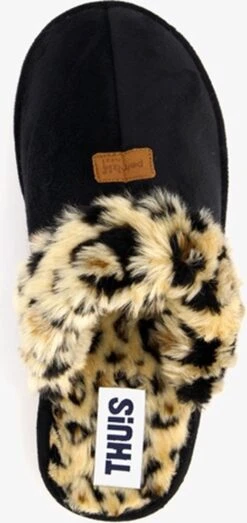Thu!s Dames Pantoffels Met Luipaardprint - Zwart - Maat 38 - Sloffen -Skechers Verkoopwinkel 567x1200