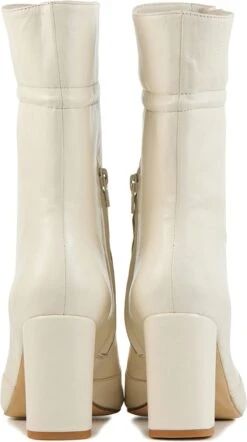 Lina Locchi Enkellaarsjes Dames / Laarzen / Damesschoenen - Leer - L1140 Led - Gebroken Wit - Maat 39 -Skechers Verkoopwinkel 671x1200