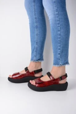Wolky Sandalen Jewel Rood Crocolook Lakleer