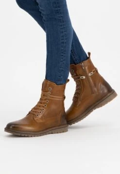 Travelin' Erquy Dames Leren Enkellaarzen - Stoere Veterboots Met Rits - Cognac Bruin Leer - Maat 37 -Skechers Verkoopwinkel 827x1200 7