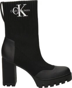 Calvin Klein Platform Boot Sock Dames Enkellaars - Zwart - Maat 39