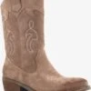 TwoDay Suede Dames Cowboy Western Laarzen - Bruin - Maat 39 - Echt Leer